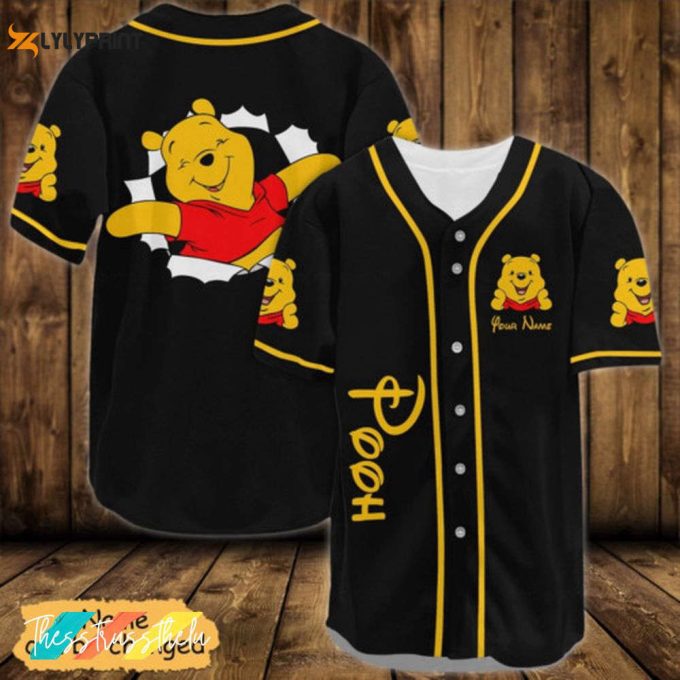 Personalized The Pooh Bear Cracking Winnie Baseball Jersey Shirt,Winnie The Pooh Shirt,Disney Pooh Family Shirt 1