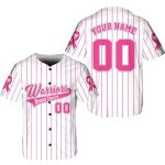 Personalized Warriors Breast Cancer Team Name And Number Baseball Jersey For Men Women