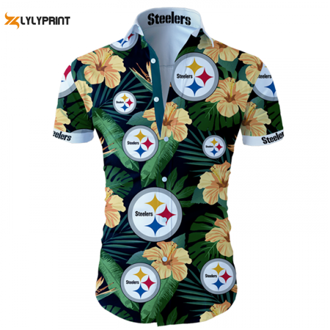 Pittsburgh Steelers Hawaiian Shirt Tropical Flower Short Sleeve 1