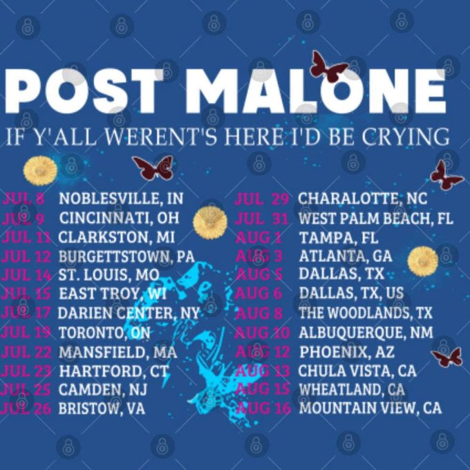 Post Malone Concert T-Shirt: If Y All Weren T Here I D Be Crying 4