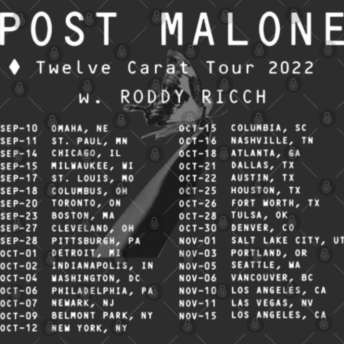 Post Malone Twelve Carat Toothache 2022 Tour T-Shirt, Post Malone Graphic Tee 4