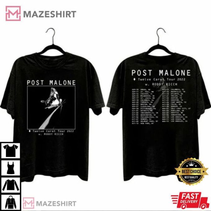 Post Malone Twelve Carat Toothache 2022 Tour T-Shirt, Post Malone Graphic Tee 5