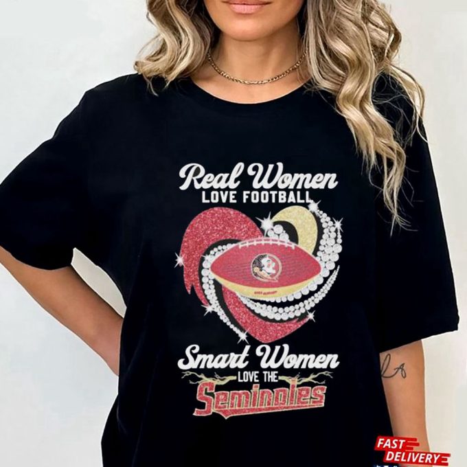 Real Women Love Football Smart Women Love The Seminoles Diamond Heartshirt 3