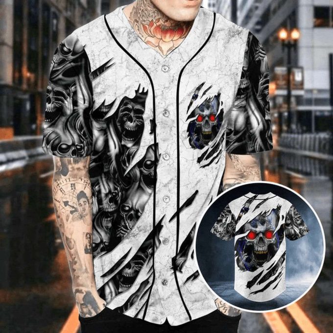 Red Eyes Skull Baseball Jersey For Men Women, Men'S Baseball Jersey For Men Women 4