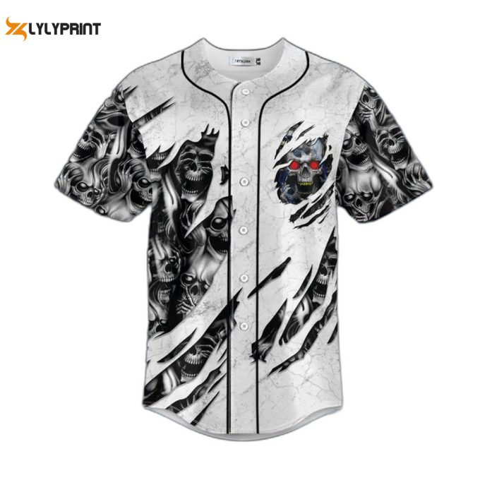 Red Eyes Skull Baseball Jersey For Men Women, Men'S Baseball Jersey For Men Women 1