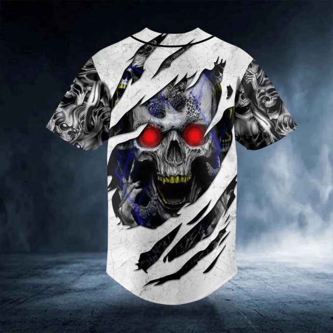 Red Eyes Skull Baseball Jerseymen'S Baseball Jersey Gift For Skull Lover, Skull Lovers 3