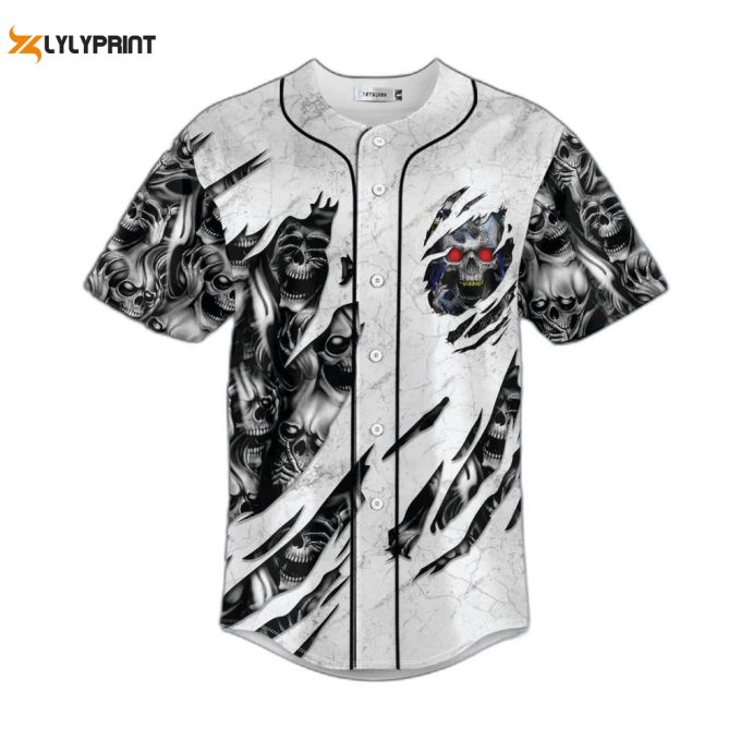 Red Eyes Skull Baseball Jerseymen'S Baseball Jersey Gift For Skull Lover, Skull Lovers 1