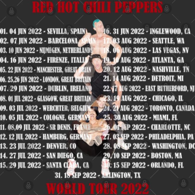 Red Hot Chili Peppers World Tour 2024 Png, Global Stadium Tour Gift For Women And Men 4