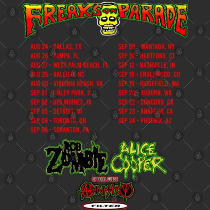 Rob Zombie Freaks On Parade Tour 2023 T-Shirt 4