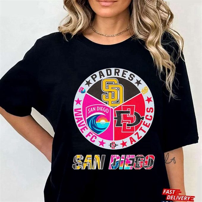 San Diego Padres Aztecs And Wave Fc Sports Teams T-Shirt Hoodie Gift For Men And Women 3