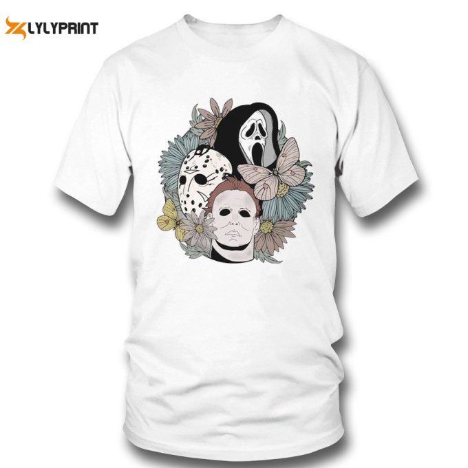 Scream Ghostface Jason Michael Myers Halloween Floral Shirt Sweatshirt, Tank Top, Ladies Tee Gift For Men Women 1