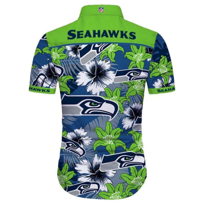 Seattle Seahawks Hawaiian Shirt Tropical Flower Short Sleeve 2