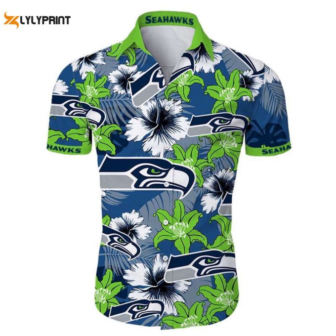 Seattle Seahawks Hawaiian Shirt Tropical Flower Short Sleeve 1