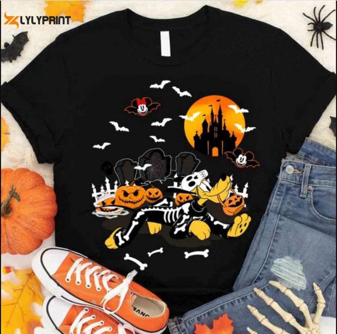 Spooky Style: Disney Mickey Skeleton Tshirt - Perfect Halloween Shirt 1