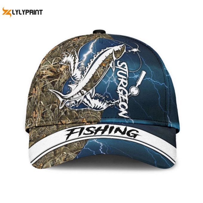Sturgeon Fishing Hat Hook 3D Design Print Cap Printed Baseball Cap Gift 1