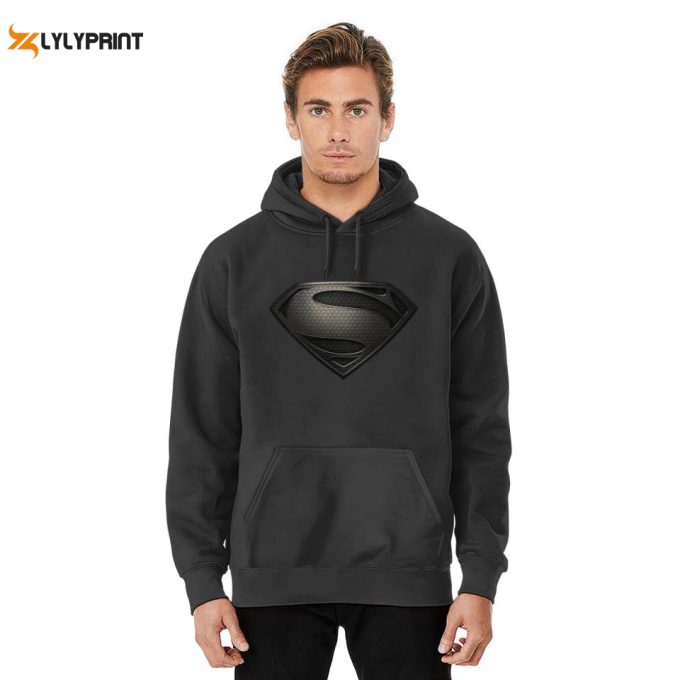 Superman Man Of Steel Logo T-Shirt: Cool Black X-Large Hoodie 1