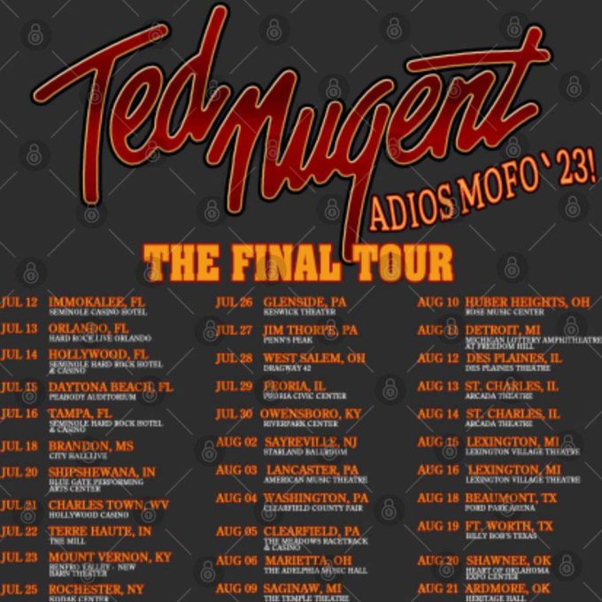 Ted Nugent Adios Mofo 2023 Tour Shirt, Nugent Final Tour Shirt, Ted Nugent 2023 Concert Shirt 4