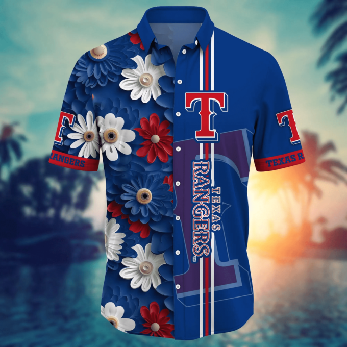 Texas Rangers Mlb Flower Hawaii Shirt And Tshirt For Fans, Summer Football Shirts Na49574 Fan Gift For Men Women 3