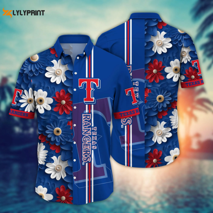 Texas Rangers Mlb Flower Hawaii Shirt And Tshirt For Fans, Summer Football Shirts Na49574 Fan Gift For Men Women 1