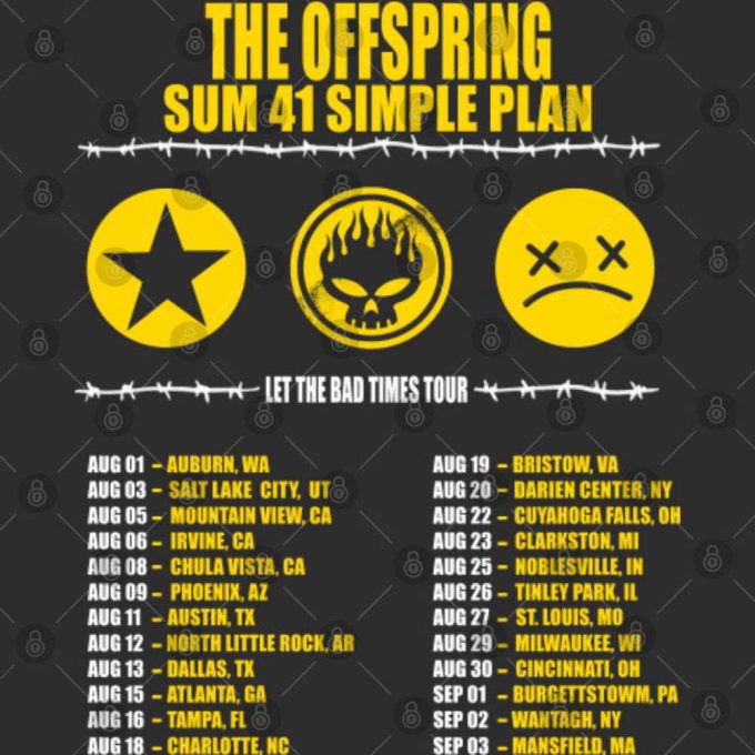 The Offspring Tour 2023 T-Shirt: Sum 41 Summer Plan Tour 5