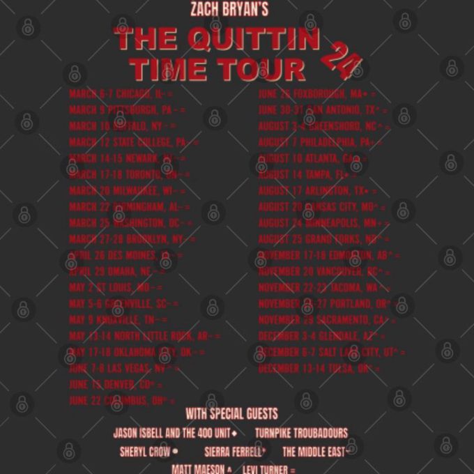 The Quittin Time Tour 2024 Shirt, Vintage Zach Bryan T Shirt 3