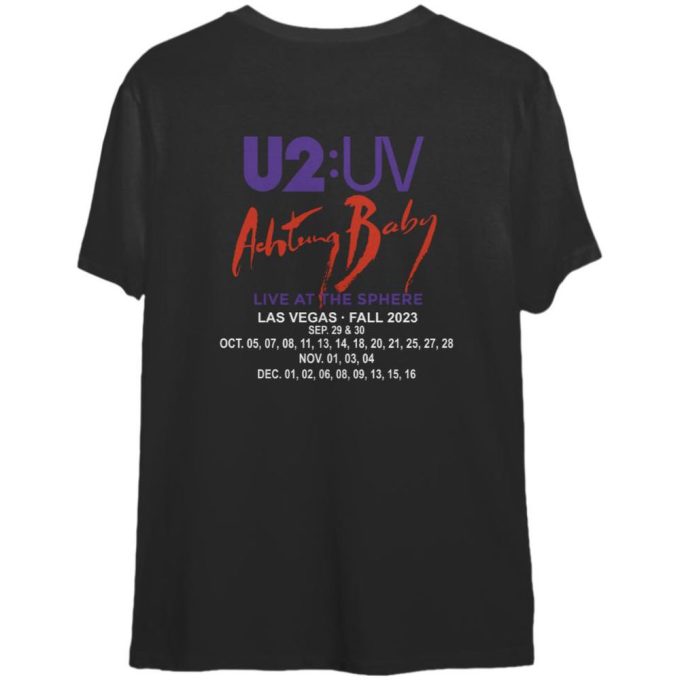 U2:Uv Achtung Baby Live 2023 Concert Shirt - Exclusive Collectible Merch 2