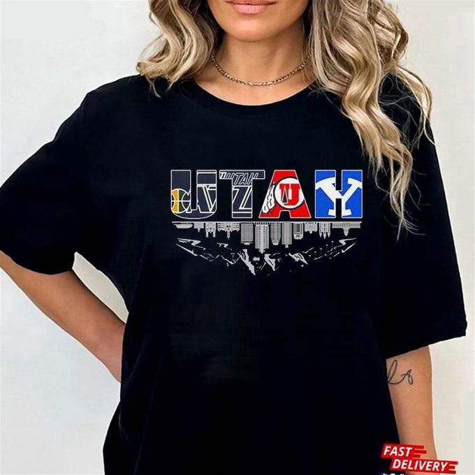 Utah Skyline Sports Teams T-Shirt Hoodie Gift For Men And Women 2