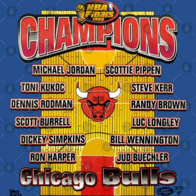 Vintage 1998 Chicago Bulls Six-Time Finals Champions T-Shirt - Perfect Gift For Basketball Lovers 3