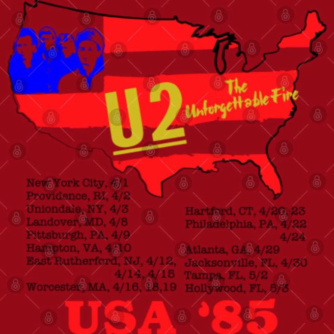 Vintage U2 On Tour 1985 &Amp; Unforgettable Fire Usa Tour T-Shirts 4