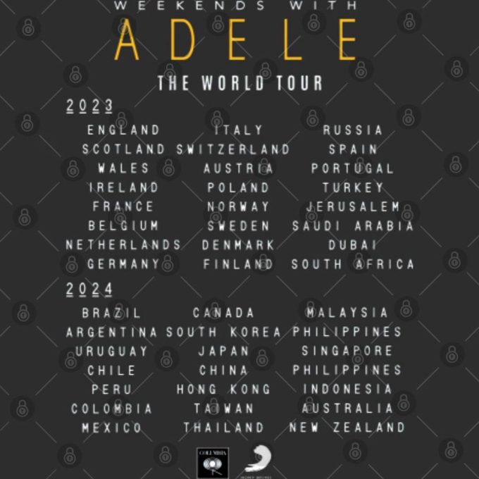 Weekends With Adele The World Tour 2023-2024 Merch, Weekends With Adele World Tour Double Sided T Shirts 4