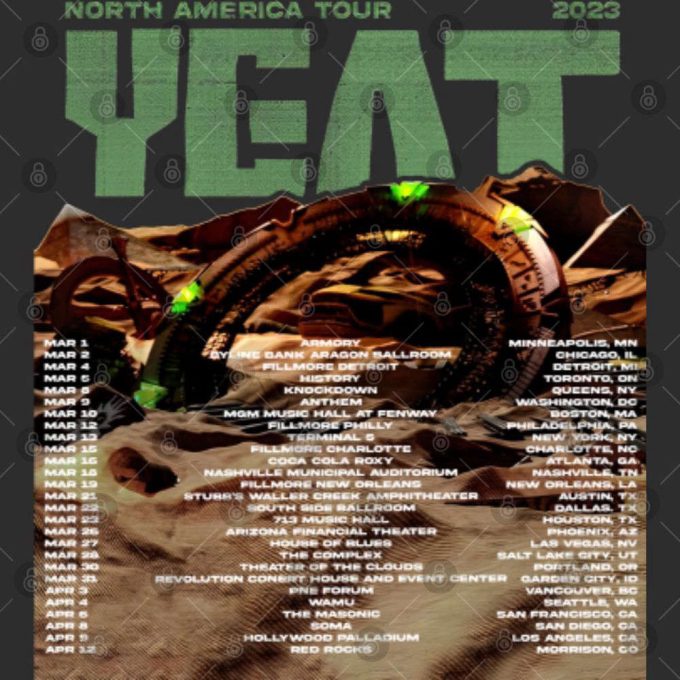 Yeat North American Tour 2023 Tickets Merch, Yeat Huge 2023 Tour Shirt Yeat World Tour 2023 Setlist T-Shirt 4