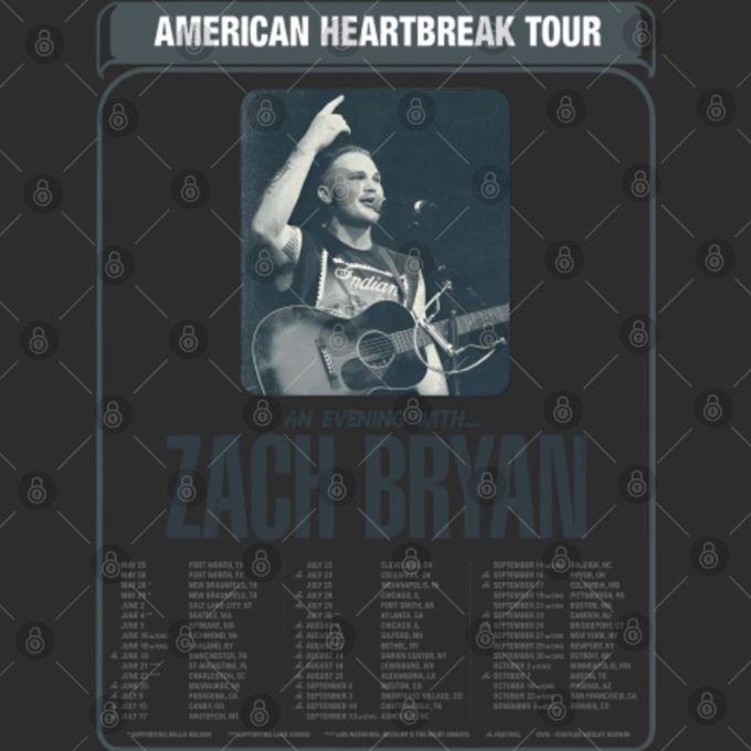 Zach Bryan American Heartbreak Tour 2022 Double Sided Tshirt 4