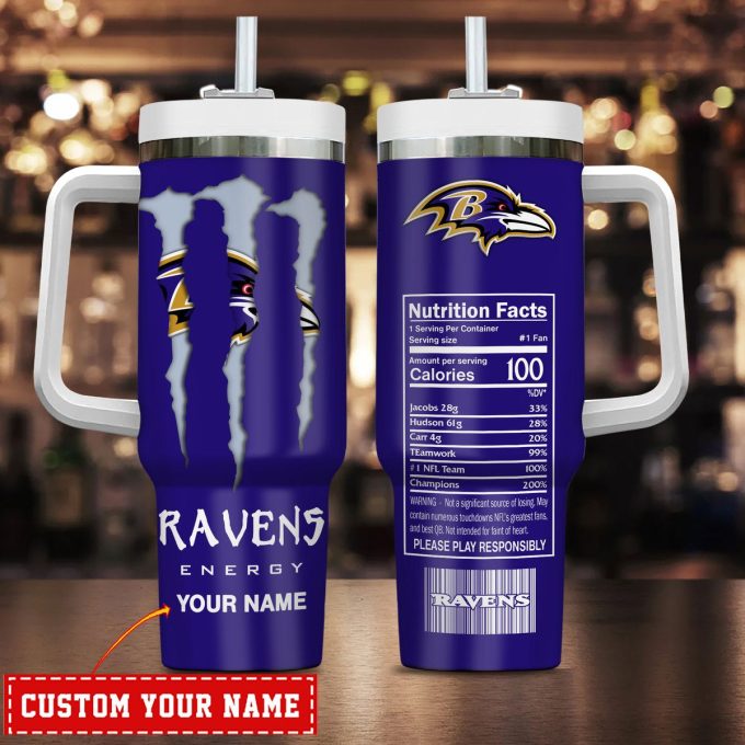 Baltimore Ravens Nfl Energy Nutrition Facts Personalized Stanley Tumbler 40Oz 1