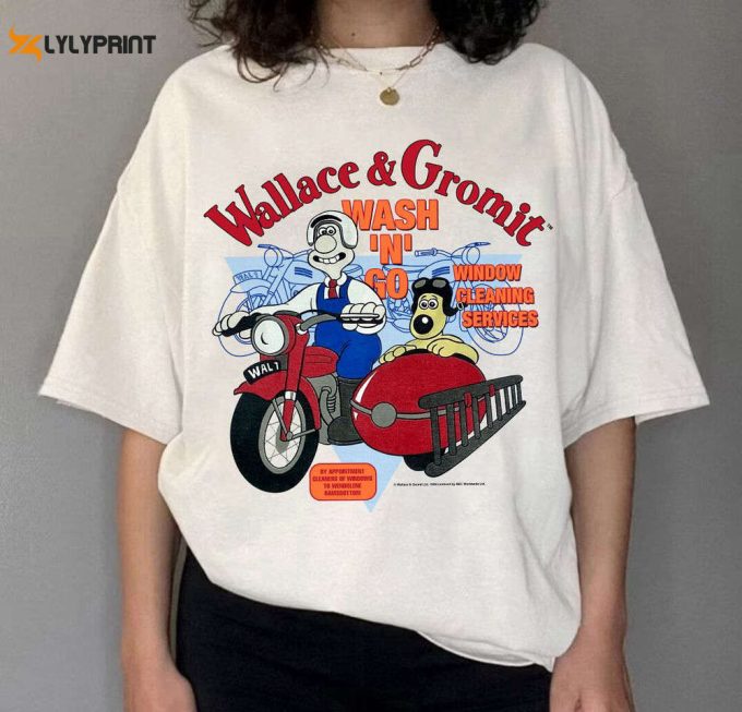 1989 Wallace And Gromit Wash 'N' Go Unisex T-Shirt Sweatshirt, 80S Wallace And Gromit Graphic Shirt, Funny Gift, Great Gift, Gift For Family 1