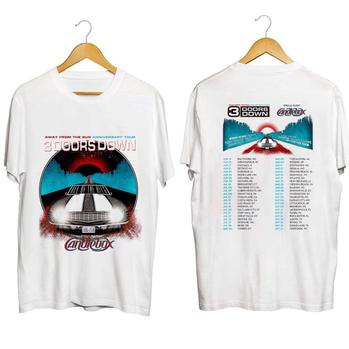 3 Doors Down Band Shirt: Away From The Sun Anniversary Tour 2023 Tee 2