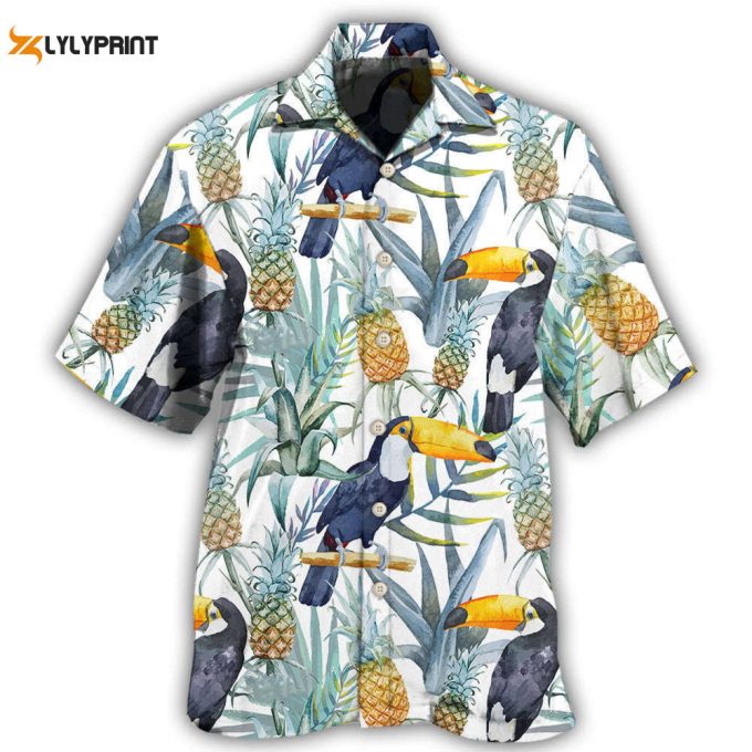 3D Printing Cute Bird Parrot Summer Hawaiian Shirt 2