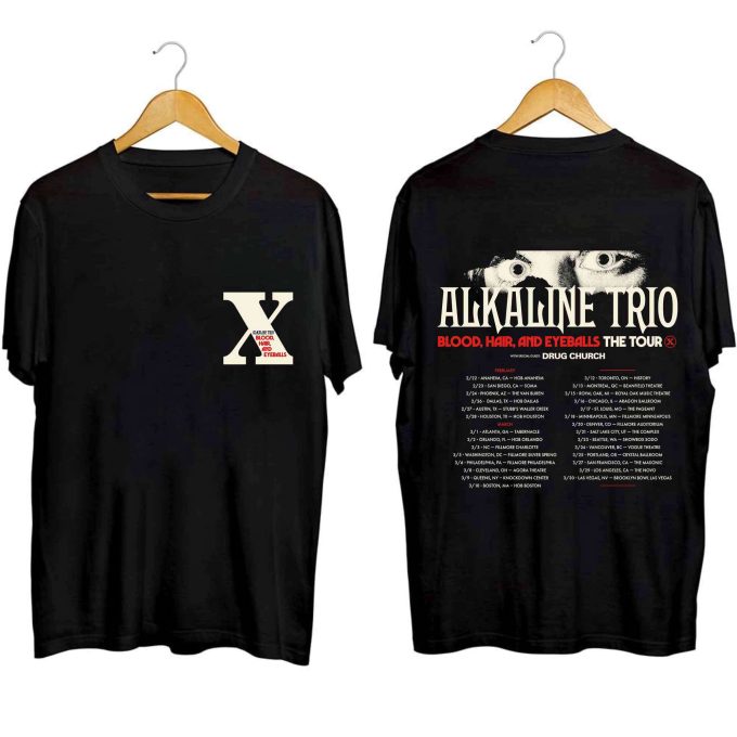Alkaline Trio Blood Hair And Eyeballs Tour 2024 Shirt, Alkaline Trio Band Fan Shirt, Alkaline Trio Concert Shirt, Blood Hair And Eyeball Tee 1