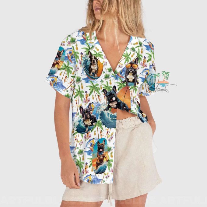 Aloha Beach Bulldog Hawaiian Shirt, Bulldog Surfing Hawaii 3