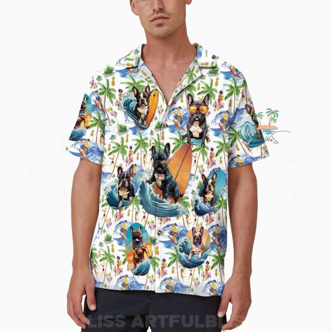 Aloha Beach Bulldog Hawaiian Shirt, Bulldog Surfing Hawaii 4