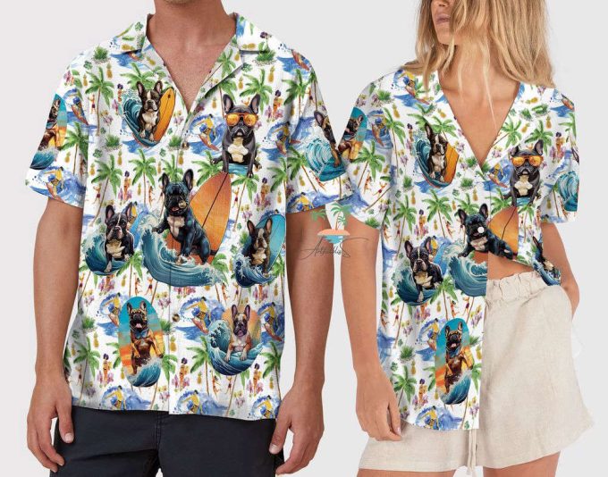 Aloha Beach Bulldog Hawaiian Shirt, Bulldog Surfing Hawaii 5