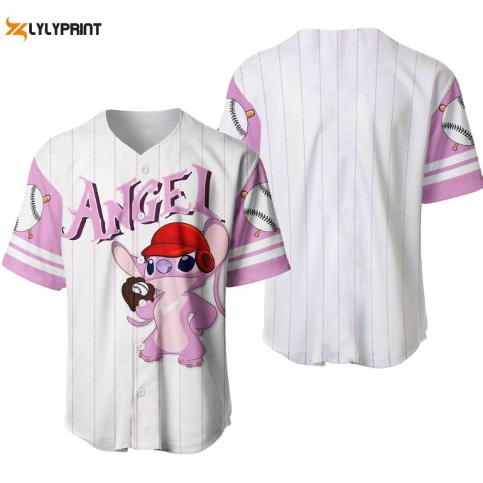 Angel Stitch Girlfriend White Pink | Disney Custom Baseball Jersey 1