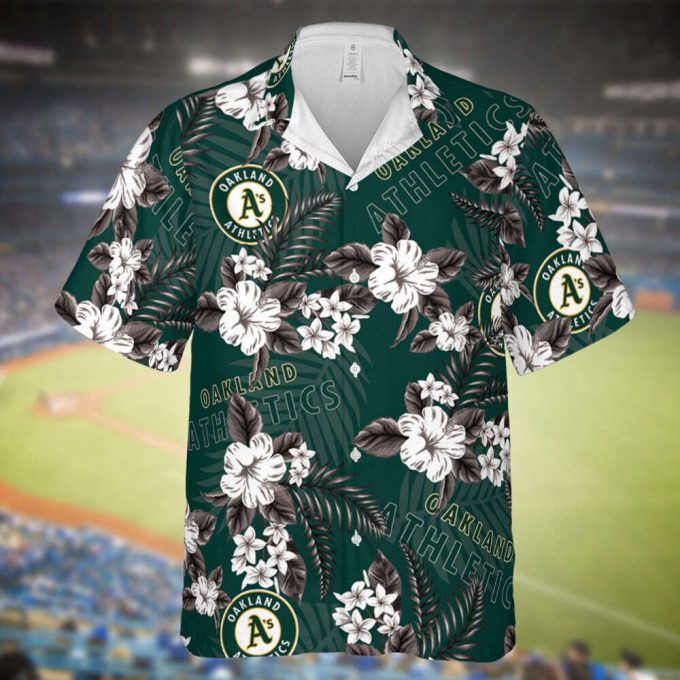 Athletics Baseball Hawaiian Flowers Pattern, Oakland Baseball Hawaiian Shirt For Men Women Kids 2