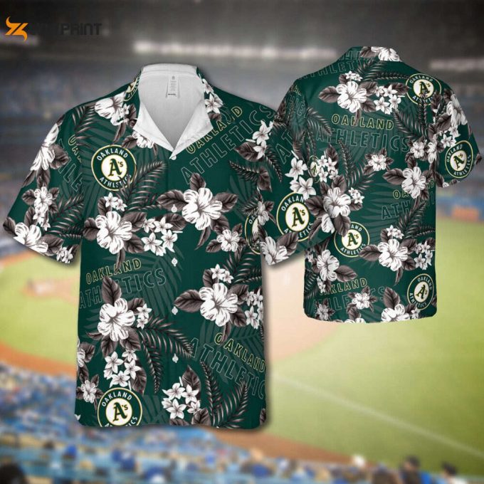 Athletics Baseball Hawaiian Flowers Pattern, Oakland Baseball Hawaiian Shirt For Men Women Kids 1