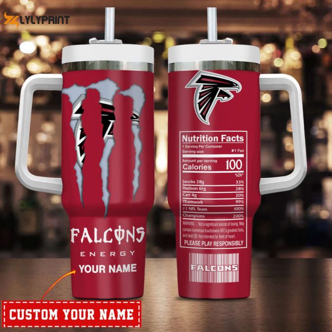 Atlanta Falcons Nfl Energy Nutrition Facts Personalized Stanley Tumbler 40Oz 1