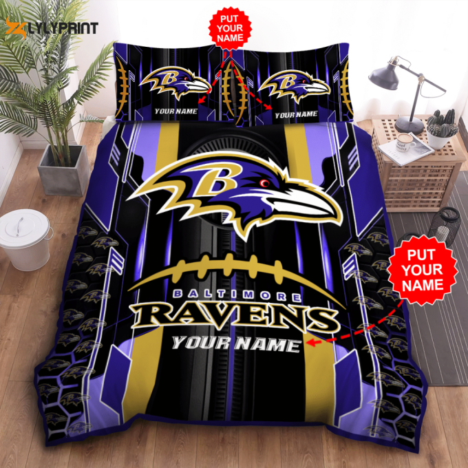Baltimore Ravens Duvet Cover Bedding Set Bd051: Show Your Team Spirit With This Nfl-Inspired Bedding! 1