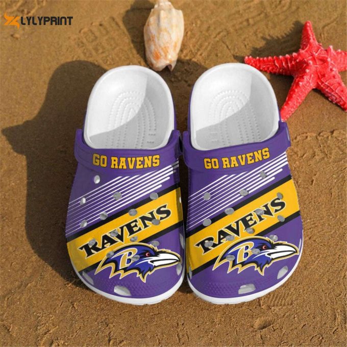 Baltimore Ravens Nfl Fans Crocs Crocband Clogs 1