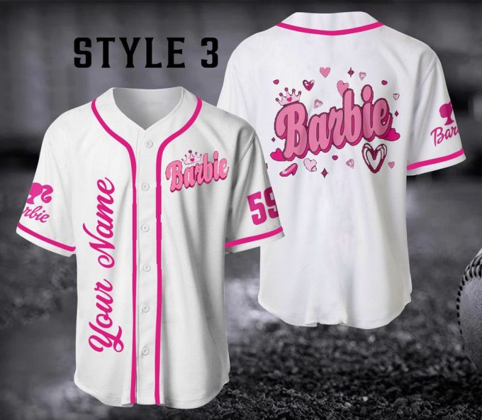 Barbie Baseball Jersey Shirt, Add Your Name And Number On Your Jersey 3