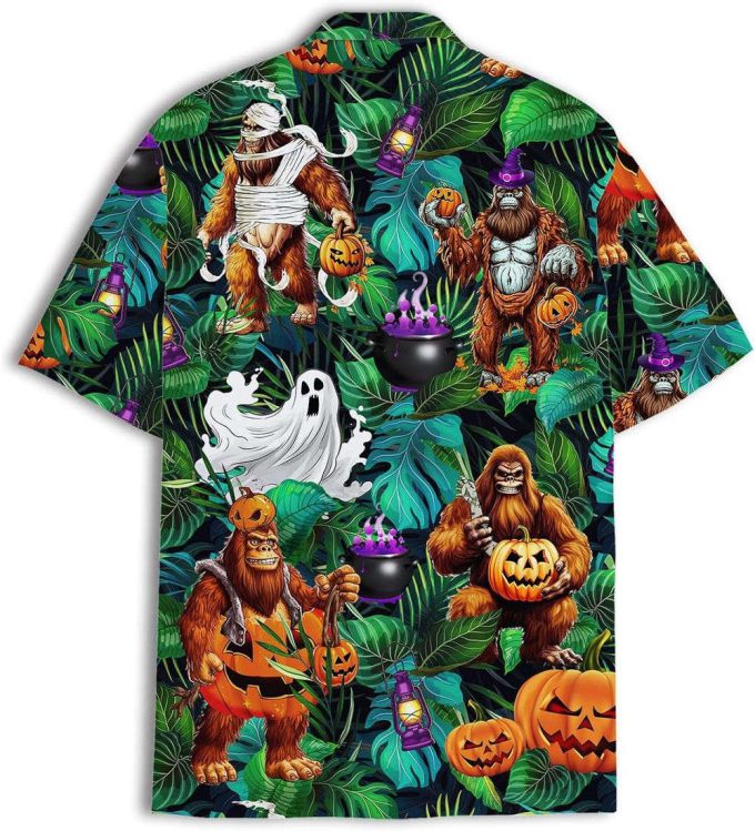 Bigfoot Pumpkin Hawaiian Shirt, Horror Aloha Shirt 3