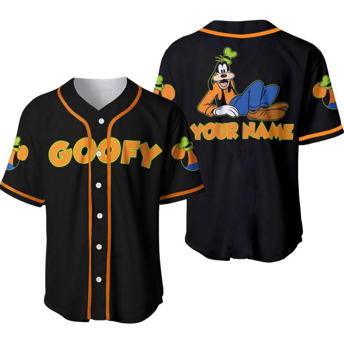 Black Goofy Disney Personalized Baseball Jersey 2