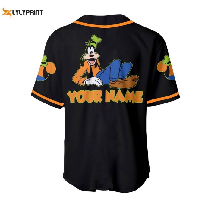 Black Goofy Disney Personalized Baseball Jersey 1